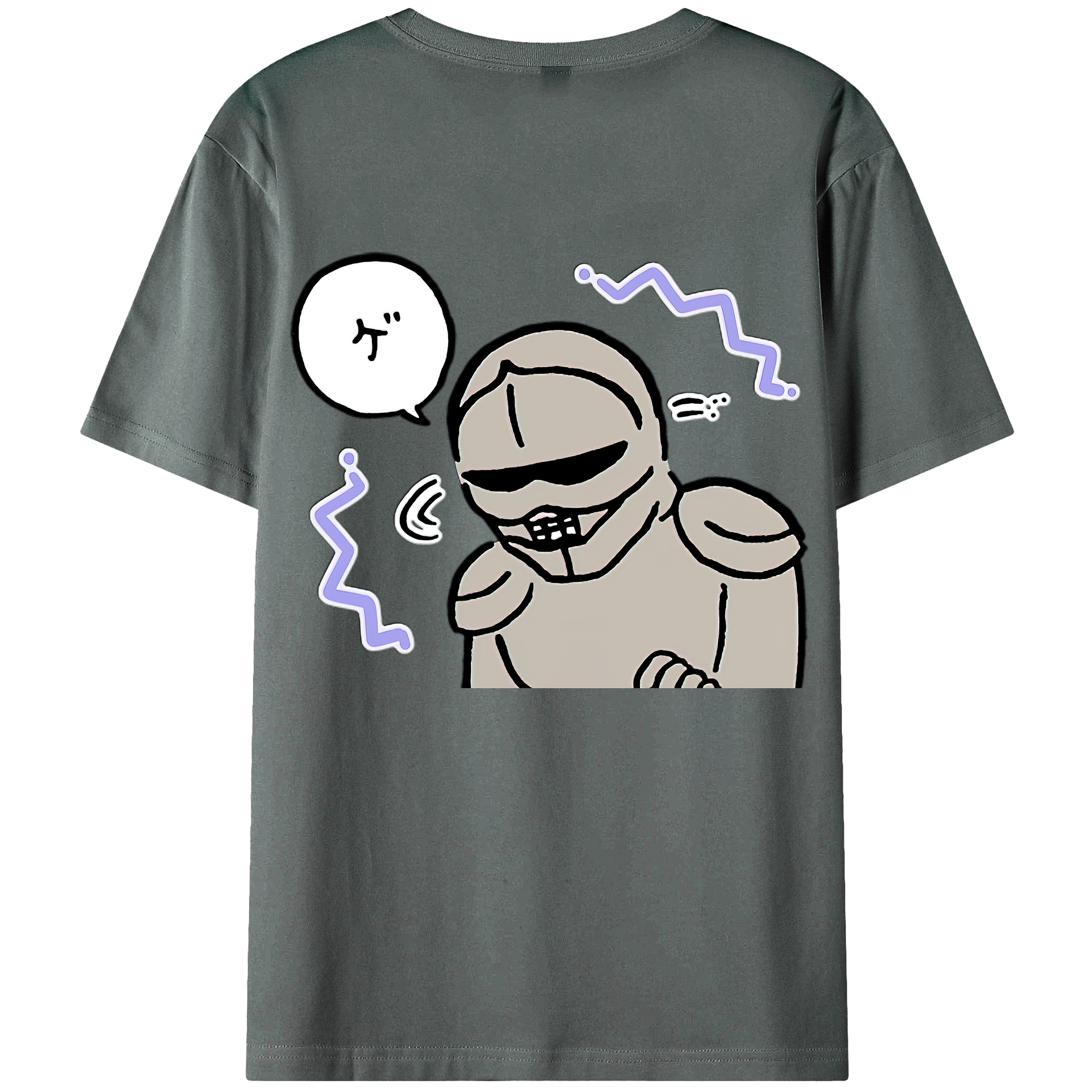 （画像用） ちいかわ 労働の鎧さん Chii-kawa Mr. Armor of Labor 綿100％ メンズ半袖Tシャツ（バックプリント） 通気性